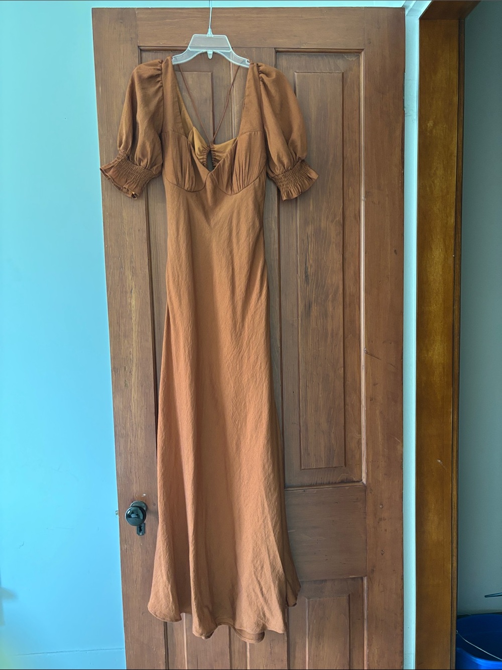 Rust colored crape maxi dress